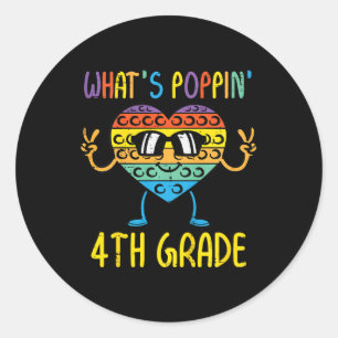 Sticker Rond Enfants Whats Poppin 4e grade Heart Fidget Pop It