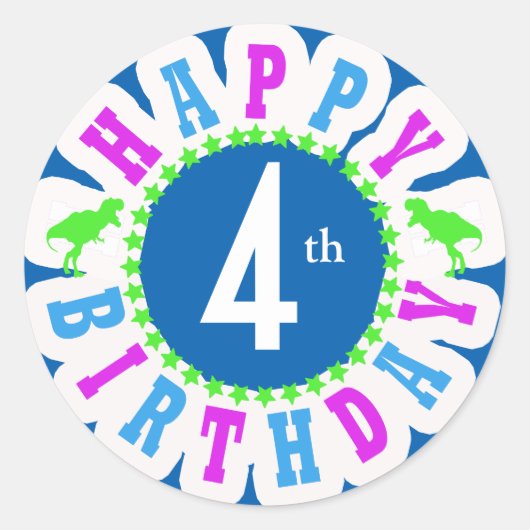 Sticker Rond Enfants's Happy Birthday Circle of Stars ID527 (Devant)
