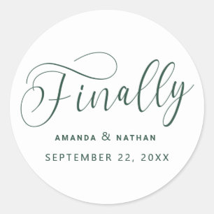 Sticker Rond Enfin Mariage minimaliste Enregistrer la date