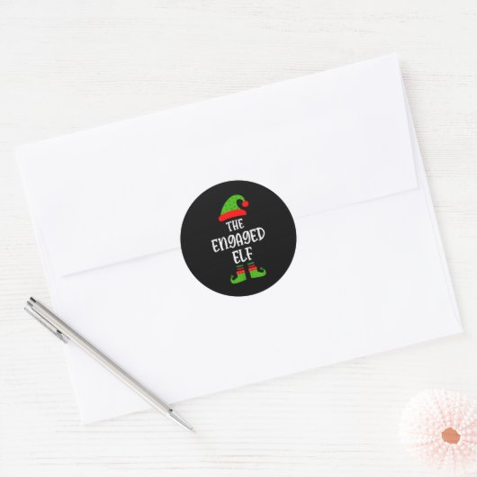 Sticker Rond Engaged Elf Family Matching Christmas Engagement  (Enveloppe)