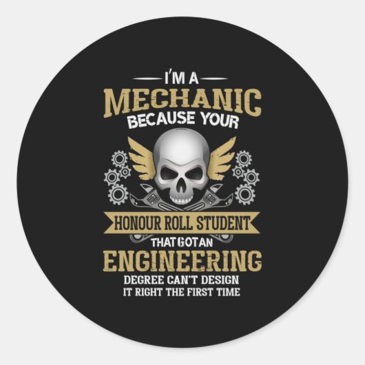 Sticker Rond Engineer I Am A Mechanic Engineering (Devant)