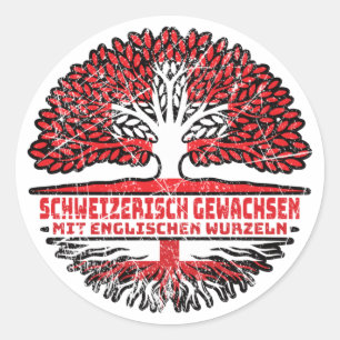 Sticker Rond England Anglais Schweiz Baum Racines
