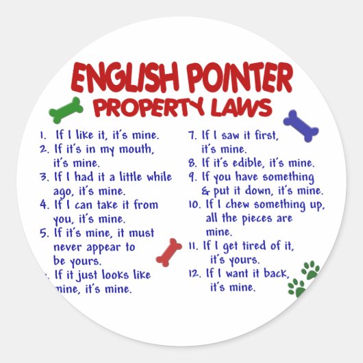 Sticker Rond ENGLISH POINTER, propriété Lois 2 (Devant)