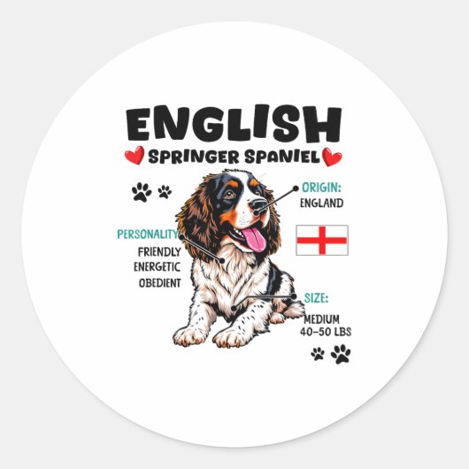 Sticker Rond English Springer Spaniel Owner Funny Dog Lover (Devant)