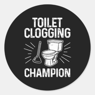 Sticker Rond Engorgement de toilettes Chamon Drôle Graphique En