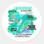 Sticker Rond Enneagram Type 7 - Je Suis L'Enthousiaste (Devant)