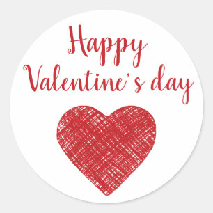 Sticker Rond Énonciations rouges d'amour de coeur de heureuse