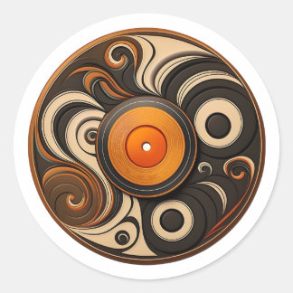 Sticker Rond Enregistrement Jour Boutique Cool Retro Vinyl Reco