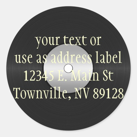Sticker Rond Enregistrement LP Vinyl Look (Devant)