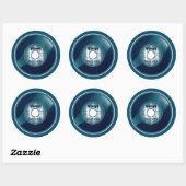 Sticker Rond Enregistrement VINYL 45 tr/min, Bleu (Feuille)