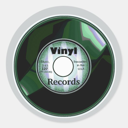 Sticker Rond Enregistrement VINYL 45 tr/min, vert/blanc (Devant)