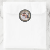 Sticker Rond Enregistrer La Date Black Gold Photo (Sac)