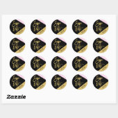 Sticker Rond Enregistrer la date Black Pink Gold Foil Script mo (Feuille)