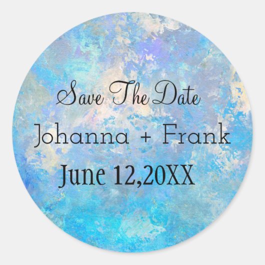 Sticker Rond Enregistrer la date bleue (Devant)