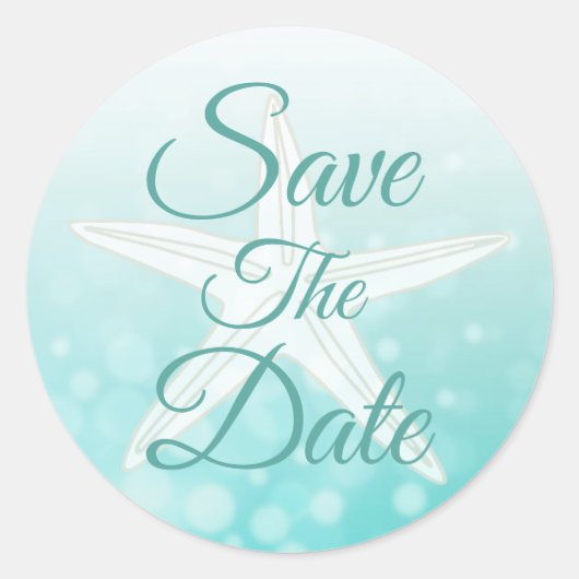 Sticker Rond Enregistrer la date Bulles Turquoises StarfishMari (Devant)