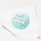 Sticker Rond Enregistrer la date Bulles Turquoises StarfishMari (Enveloppe)