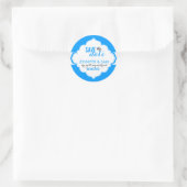 Sticker Rond Enregistrer La Date Cadre Blanc Et Bleu (Sac)