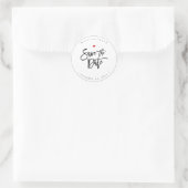 Sticker Rond Enregistrer la date, chic script moderne do-it-you (Sac)