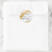 Sticker Rond Enregistrer la date| Marbre blanc et or (Sac)