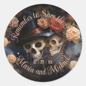 Sticker Rond Enregistrer la date Mariage gothique Romantique ba (Devant)