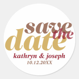 Sticker Rond Enregistrer la date Mocha brun mariage sceaux fian