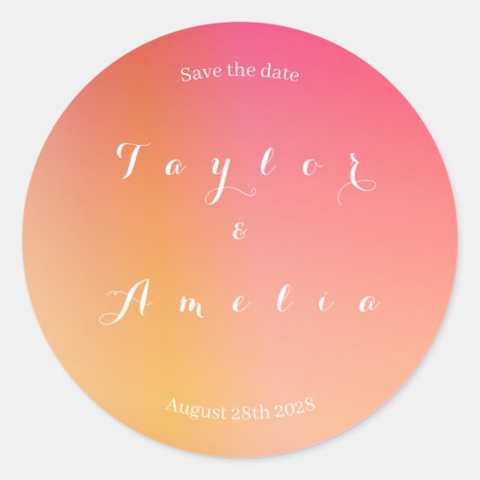 Sticker Rond Enregistrer la date Modern Sunset Ombre (Devant)