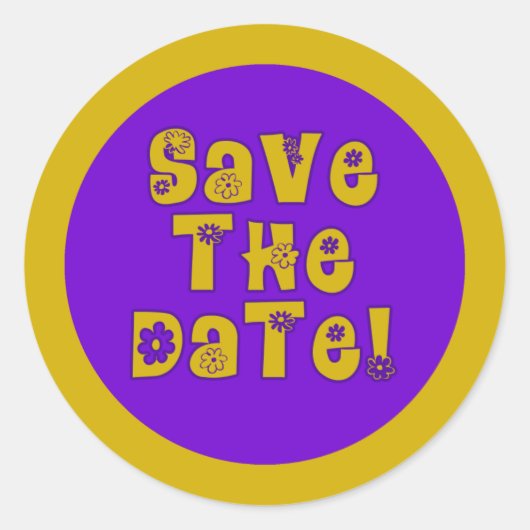 Sticker Rond Enregistrer la date Purple et Gold (Devant)