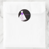 Sticker Rond Enregistrer la date - Robe Mariage avec Bouquet PU (Sac)
