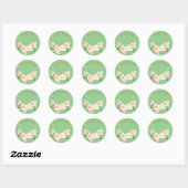 Sticker Rond Enregistrer la date roses couronne verte  (Feuille)