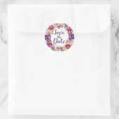 Sticker Rond Enregistrer la date Sceau d'enveloppe florale (Sac)