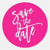 Sticker Rond ENREGISTRER LA DATE script de calligraphie moderne (Devant)