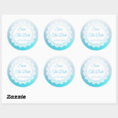 Sticker Rond Enregistrer l'autocollant Mariage bleu Aqua Date (Feuille)