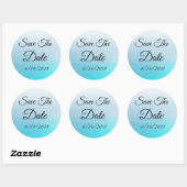 Sticker Rond Enregistrer l'autocollant Mariage bleu Aqua Date (Feuille)