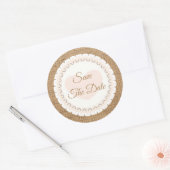 Sticker Rond Enregistrer l'autocollant Mariage de Burlap rustiq (Enveloppe)
