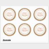 Sticker Rond Enregistrer l'autocollant Mariage de Burlap rustiq (Feuille)