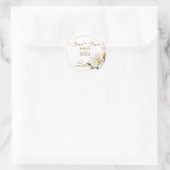Sticker Rond Enregistrer le Mariage or Rose date (Sac)