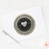Sticker Rond Enregistrer le message du Mariage de date (Enveloppe)