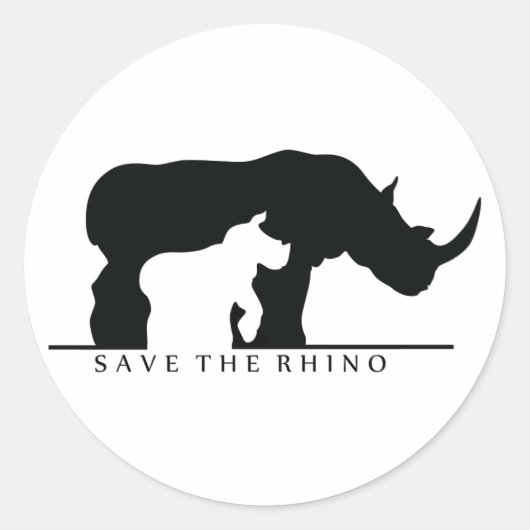 Sticker Rond Enregistrer le Rhino (blanc ver.) (Devant)