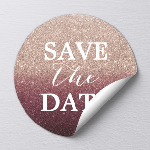 Sticker Rond Enregistrer le Rose date Gold Burgundy Parties sci