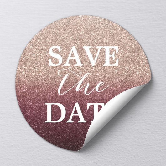 Sticker Rond Enregistrer le Rose date Gold Burgundy Parties sci