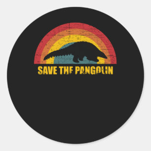 Sticker Rond Enregistrer le style rétro Vintage Pangolin