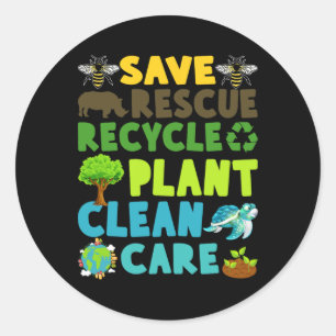 Sticker Rond Enregistrer les abeilles Secourir les animaux Recy