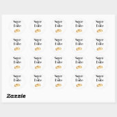 Sticker Rond Enregistrer les anneaux Mariage date (Feuille)