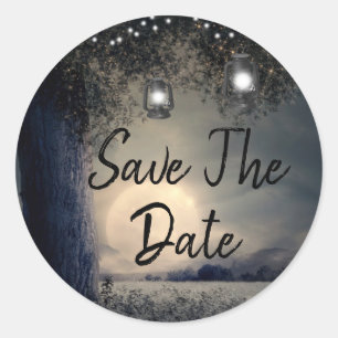 Sticker Rond Enregistrer les lanternes de date dans l'arbre Mar