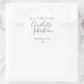 Sticker Rond Enregistrer notre date Coeur manuscrit personnalis (Sac)