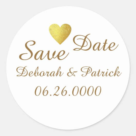Sticker Rond enregistrer notre date d'amour . mariage (Devant)
