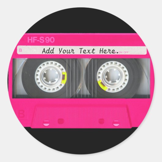 Sticker Rond Enregistreur à cassettes rose Girly (Devant)