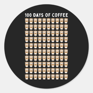 Sticker Rond Enseignant 100 tasses de café École du 100e jour