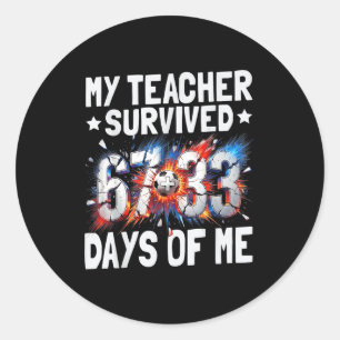 Sticker Rond Enseignant a survécu 100 jours de moi 100e jour d'