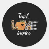 Sticker Rond Enseignant Apprendre Amour Inspirer Automne Automn (Devant)